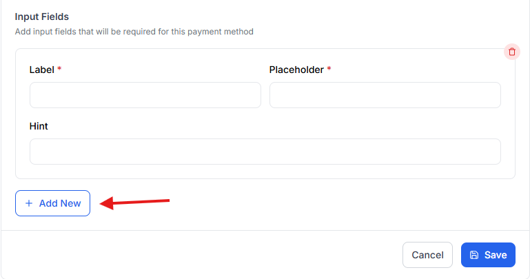 This image is a screenshot of Klasio Custom Payment Setup window with the option to enable additional input fields in highlight