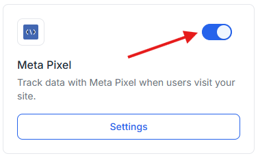 This image is a screenshot of Klasio Meta pixel widget with the toggle button in highlight.