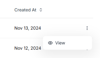 This image is a screenshot of Klasio orders menu with the pop with a View button highlight.