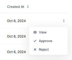 This image is a screenshot of Klasio Orders menu with pop up modal for approving or rejecting a pending order in highlight.
