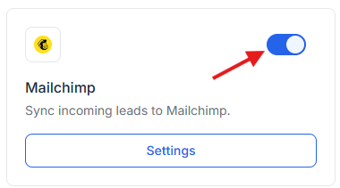 This image is a screenshot of Klasio Mailchimp widget with the toggle button in highlight.