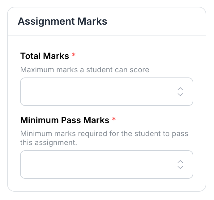 This image is a screenshot of Klasio New Assignment Creation window with the option to configure assignment marks in highlight