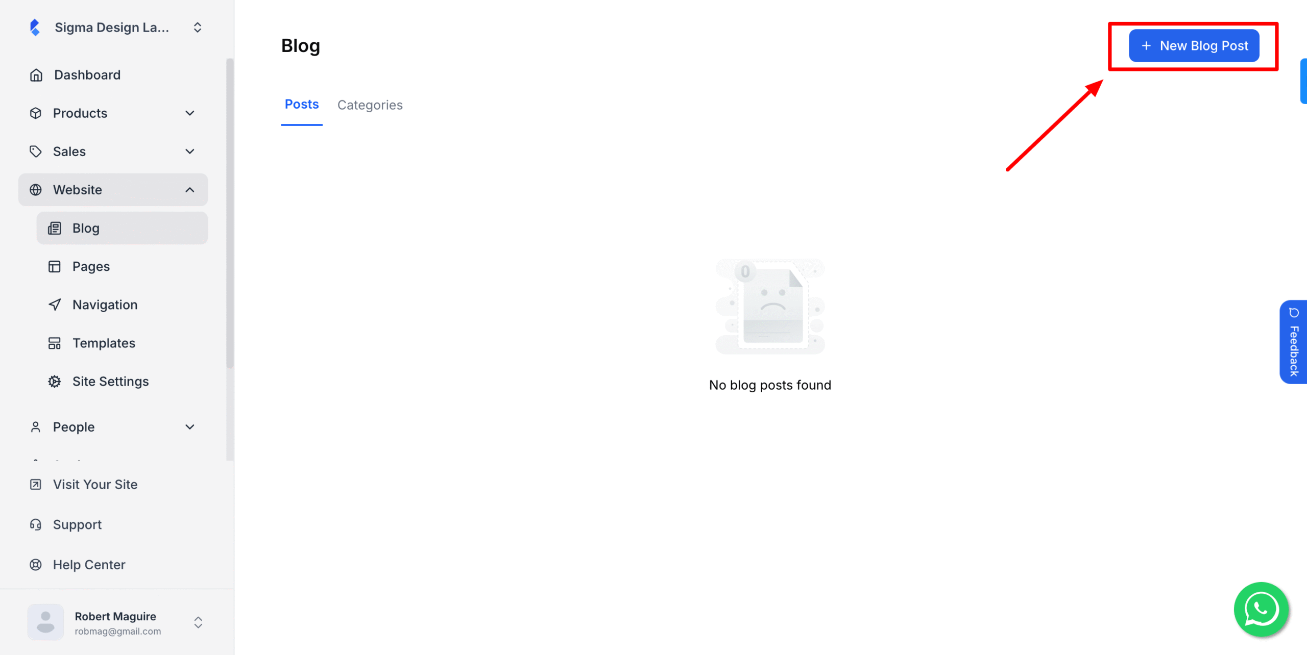 This image is a screenshot of Klasio Blog post creation window with the New Blog Post button in highlight.