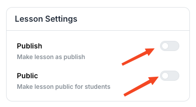 This image is a screenshot of Klasio 
 new lesson creating screen with 'Lesson Settings' in highlight.