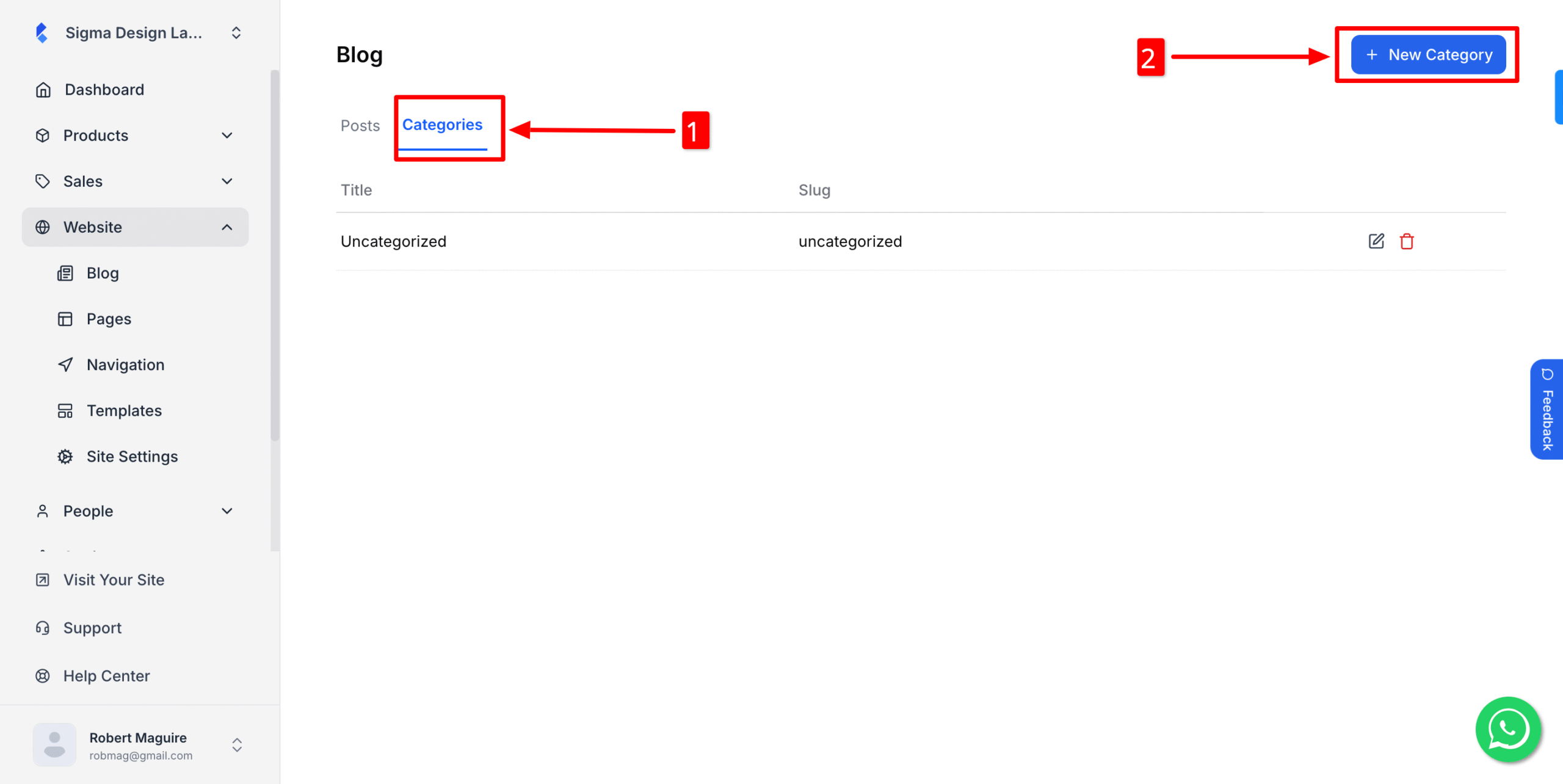 This image is a screenshot of Klasio Blog menu with the Categories button in highlight.