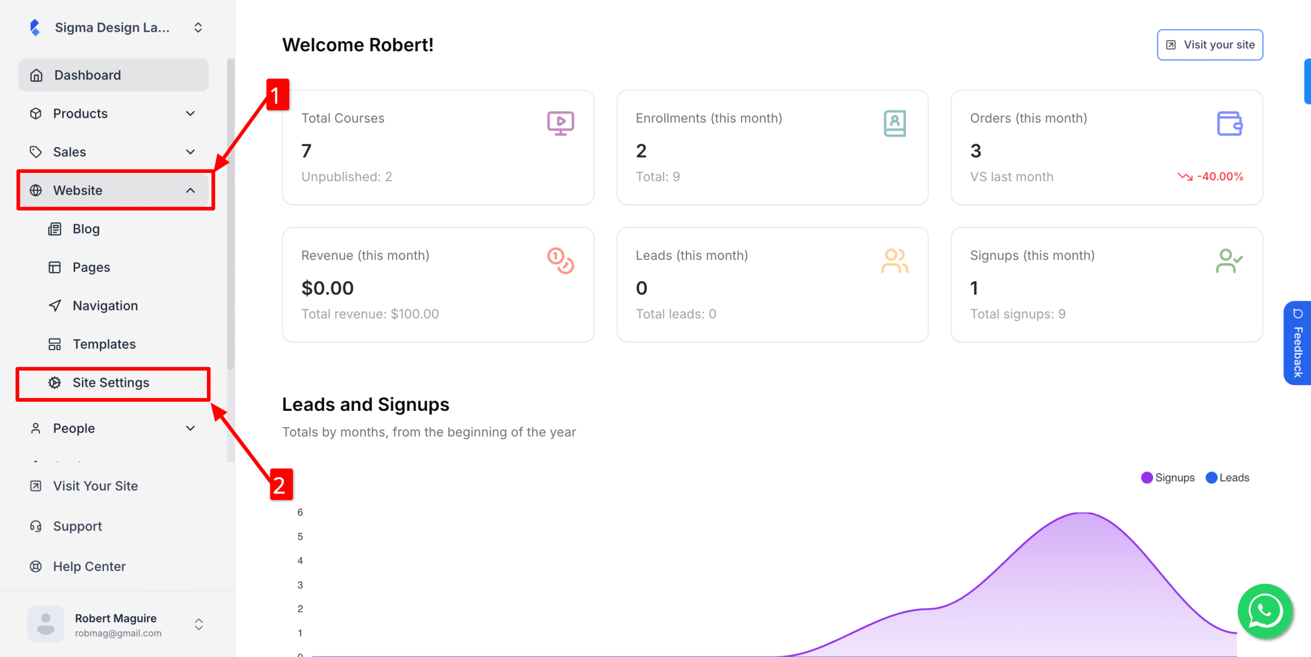 This image is a screenshot of Digital Presence tab under Klasio Website menu settings.
