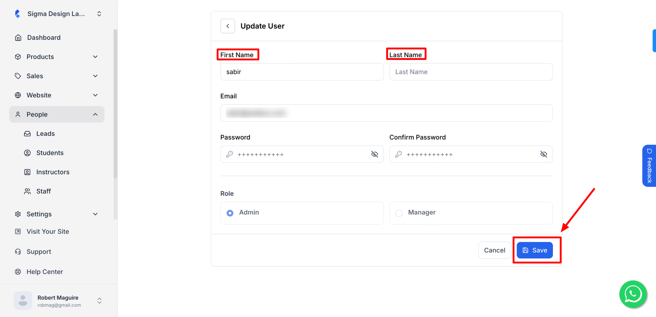 This image is a screenshot of Klasio Staff's information form.