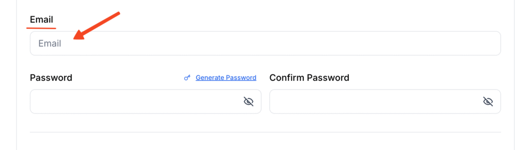 This image is a screenshot of Klasio New Staff profile creation pop up with the option to insert Staff email address in highlight.