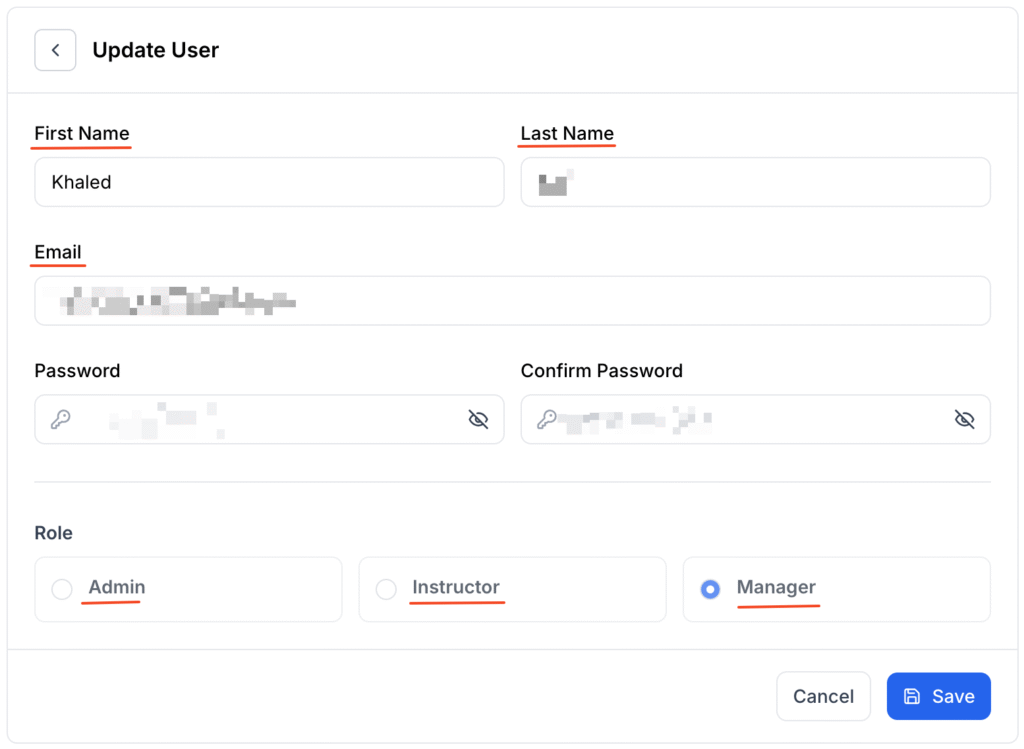 This image is a screenshot of Klasio Staff's information form.