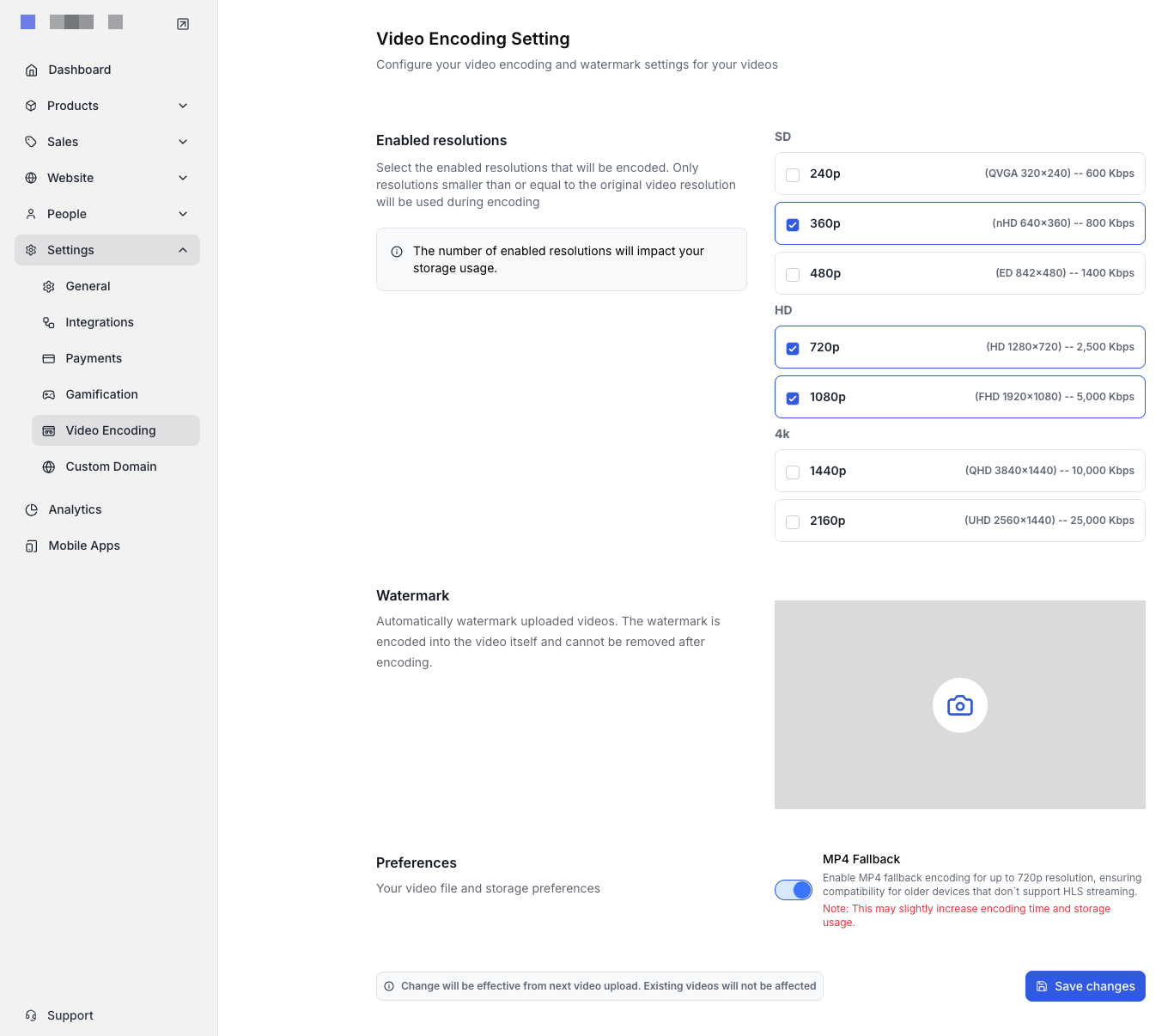 Klasio video encoding feature