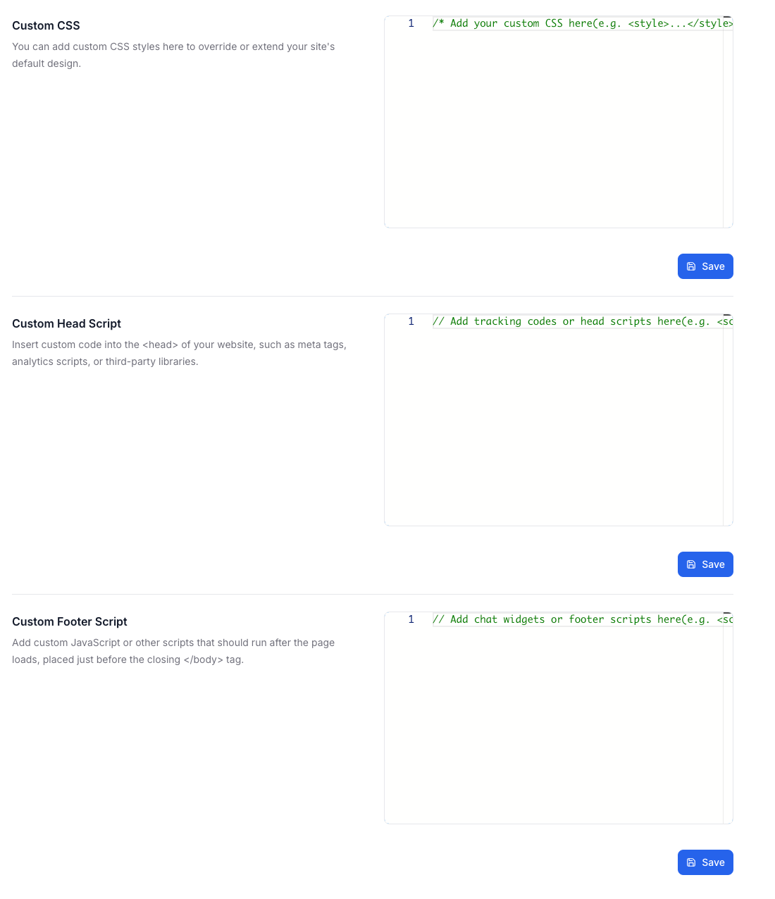 Custom code fields