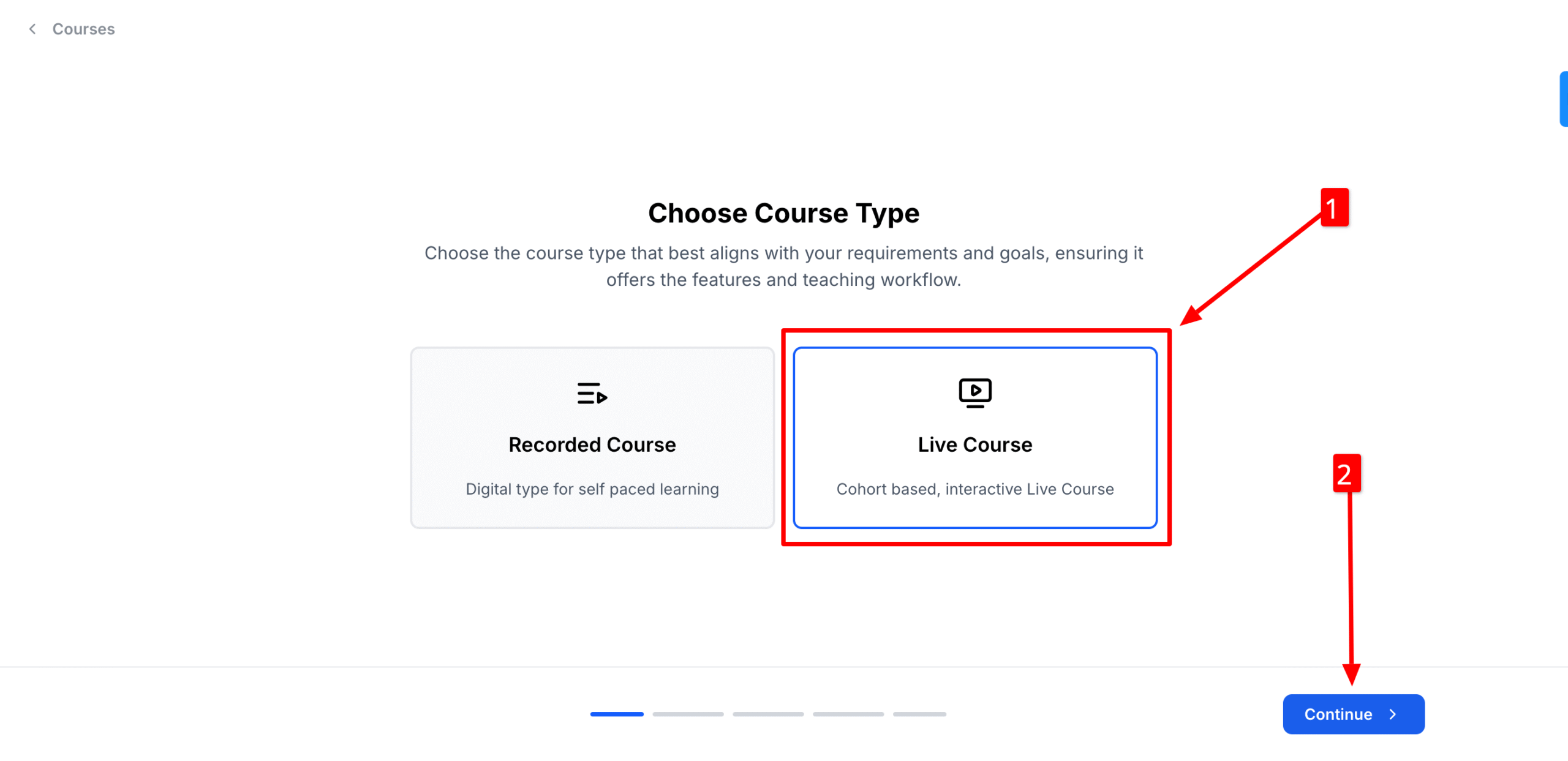 adding live course in klasio