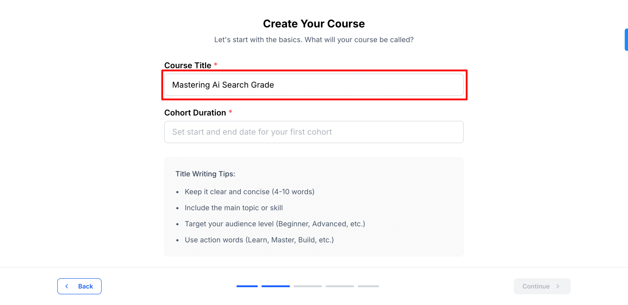 Naming the course