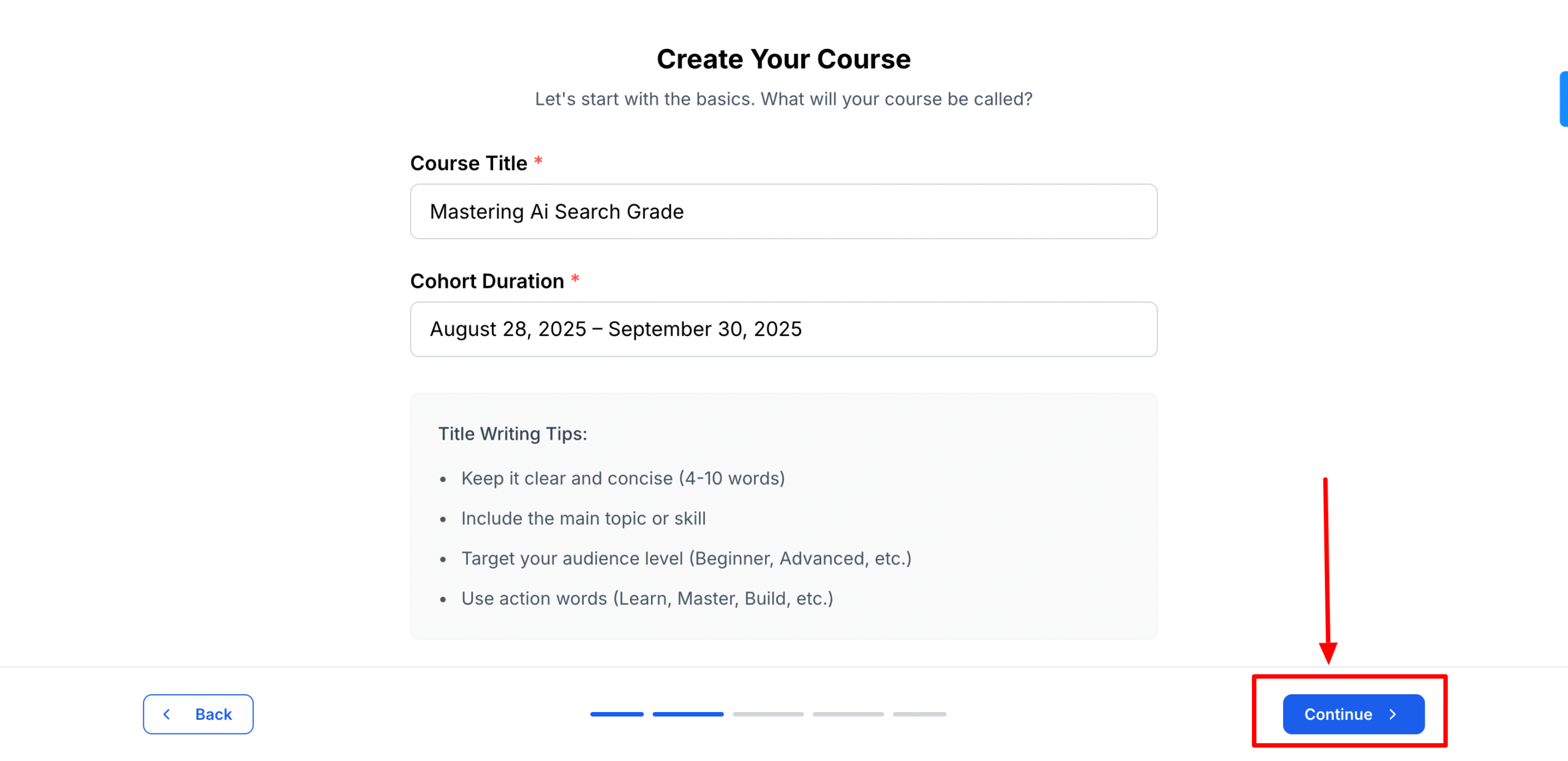 Continuing course making in Live course in Klasio