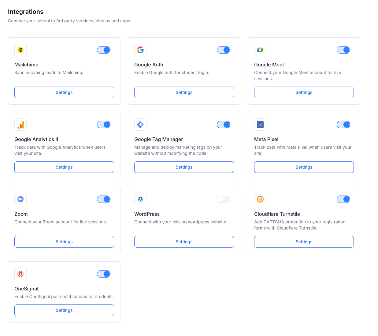 Klasio integrations